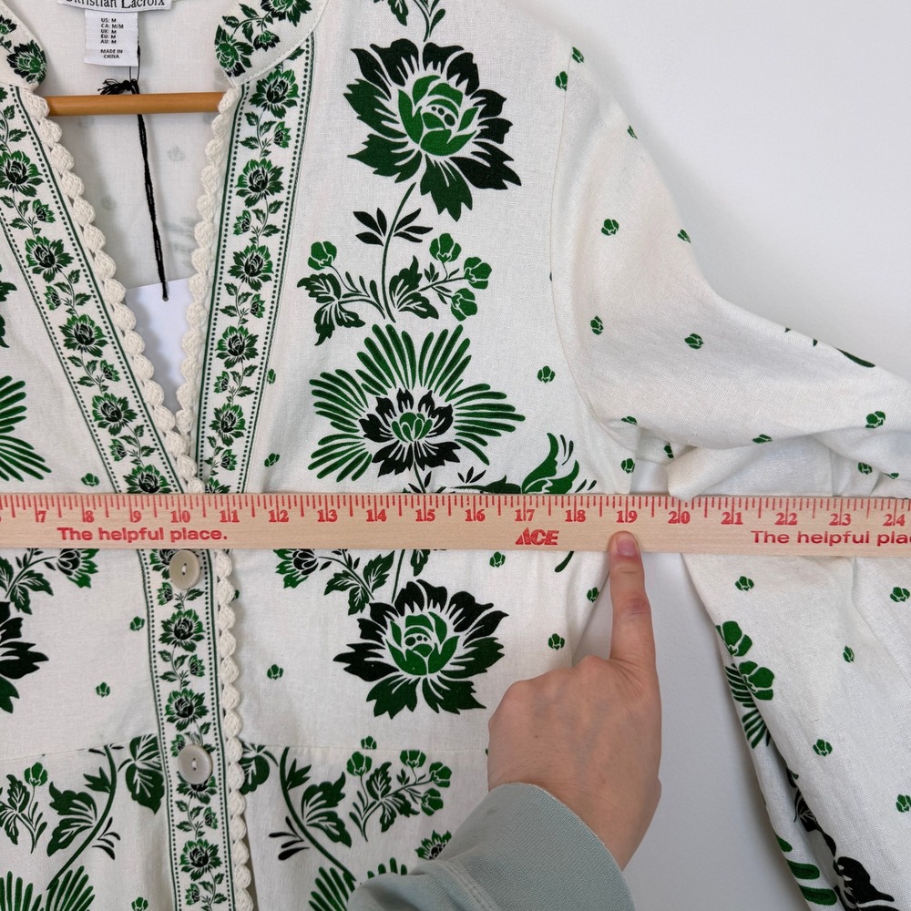 NWT Christian Lacroix Forest Soul Botanical Print Linen Blend Midi Green Dress - Picture 7 of 13